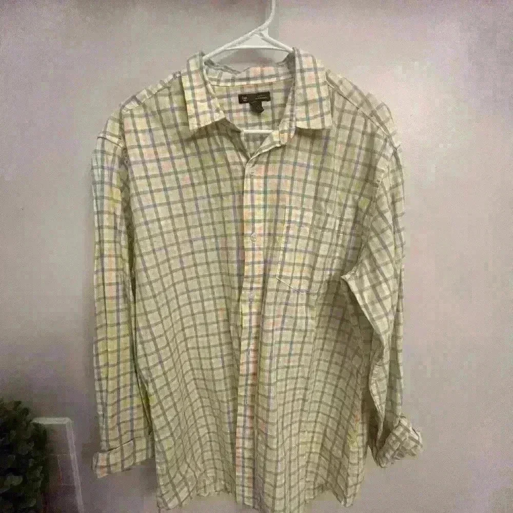 mens Gap Classic Fit , large, dress shirt plaid yellow and blue